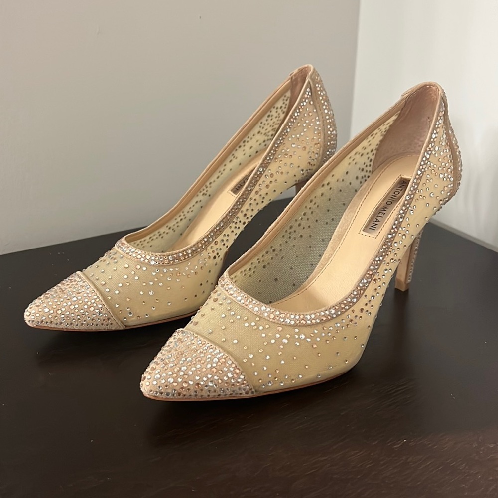 Antonio Melani Women’s Nude Mesh Sparkling Beaded Pumps